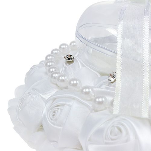 Floristik24 Polštář na snubní prsten s držákem na prsten bílý 17cm x 15cm