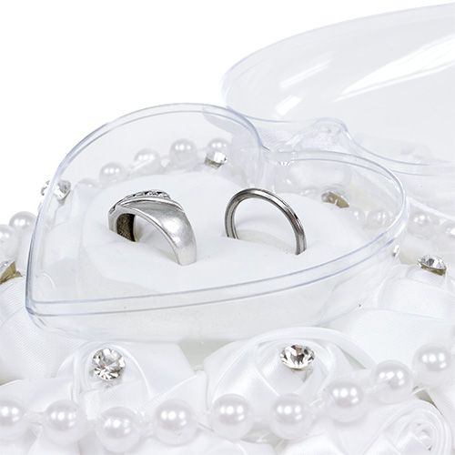 Floristik24 Polštář na snubní prsten s držákem na prsten bílý 17cm x 15cm
