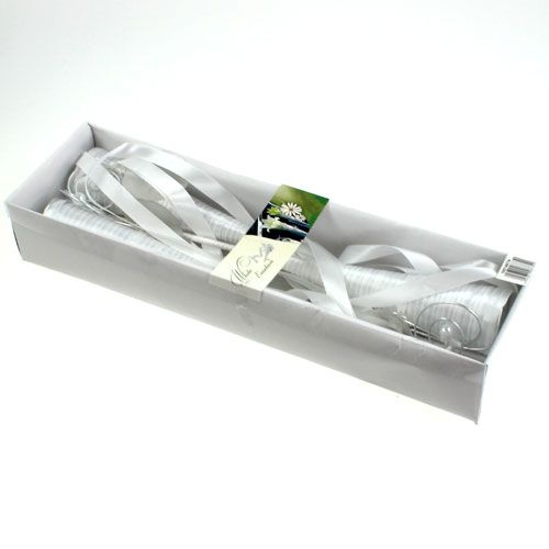 Floristik24 Saténová taštička bílá 40cm 3ks