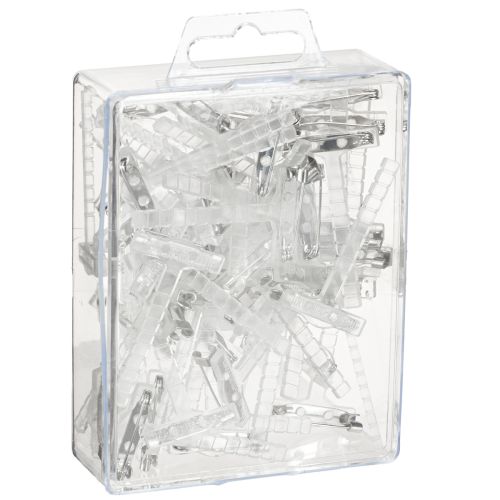 položky Svatební brože do klopy průhledné/stříbrné 5 cm 50 kusů