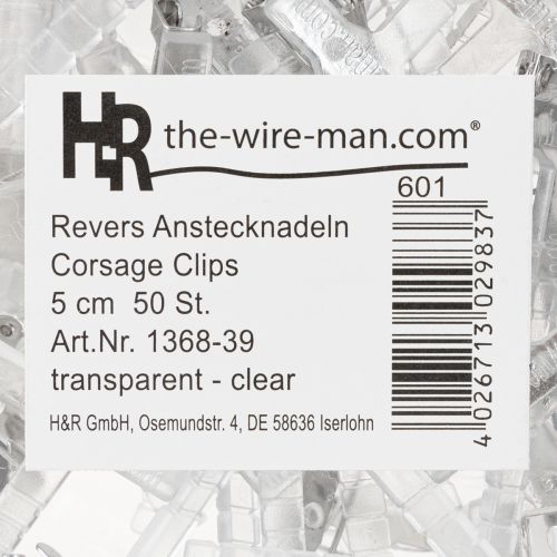 položky Svatební brože do klopy průhledné/stříbrné 5 cm 50 kusů