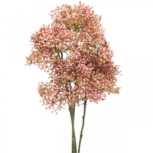Bezová větev umělý růžový květ 52cm 4ks