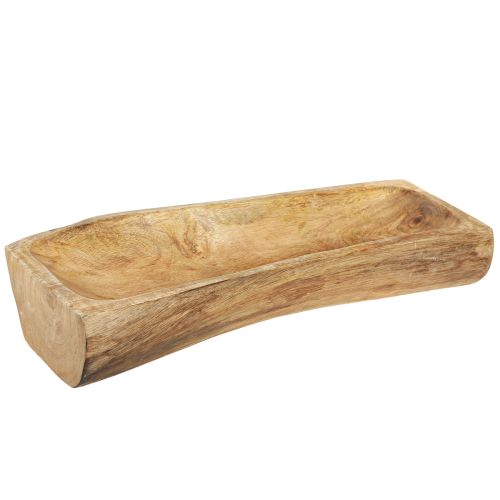 Floristik24 Dřevěná dekorace s dutou dekorativní mísou ze dřeva 40×13–16cm×6,5cm
