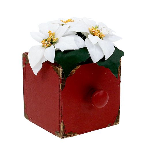Floristik24 Dřevěná krabička, červená zásuvka 9x9x9cm 1ks