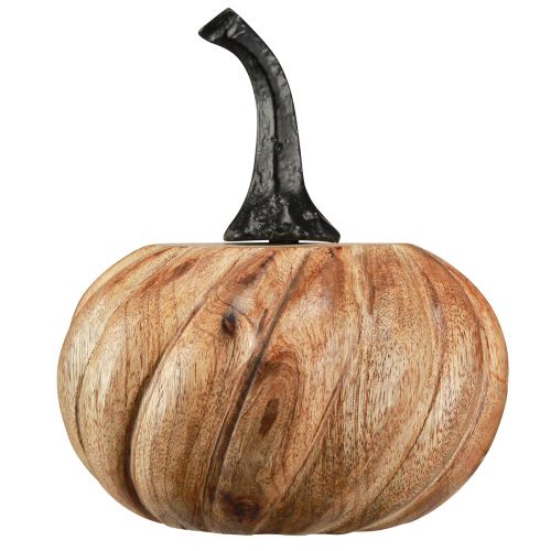 položky Dřevěná dýně s kovovou rukojetí přírodní černá Ø12cm H13cm