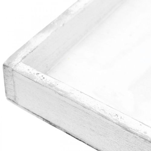 Floristik24 Dekorační tác bílý čtvercový dřevěný tác shabby chic 24,5×24,5cm