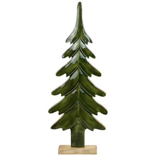 Dřevěná dekorační vánoční stromeček zelený lesk efekt 23,5×5×60cm