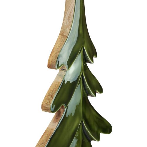 Dřevěná dekorační vánoční stromeček zelený lesk efekt 23,5×5×60cm