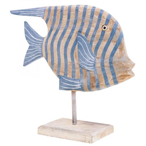 Floristik24 Dřevěná rybka deko velká, pruhovaná deko rybka stojící V30cm