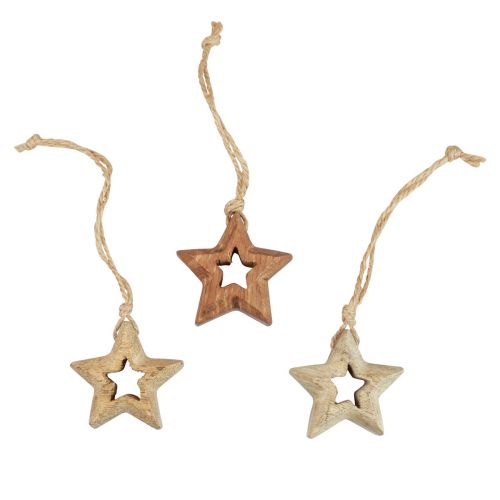 položky Dřevěné přívěsky dřevěné hvězdy přírodní ozdoby na vánoční stromeček Ø4,5cm 8ks