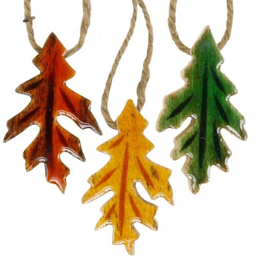 položky Dekorační listy dřevo na zavěšení barevná podzimní dekorace 6,5×4cm 12ks