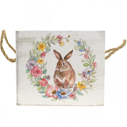 Floristik24 Deco květináč Shabby Wood květináč White Bunny 12×14×14cm