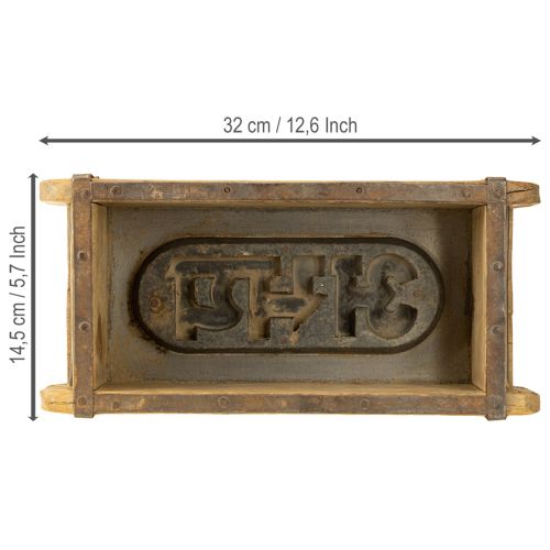 položky Dřevěná dekorace vintage tvar cihly hnědá, rezavá 31×14,5 cm V9 cm