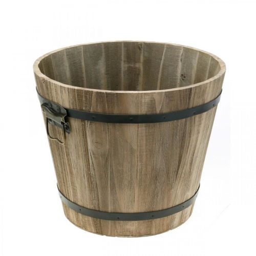 Floristik24 Dřevěný vědro květináč dřevěný venkovský dům s uchy Ø30cm
