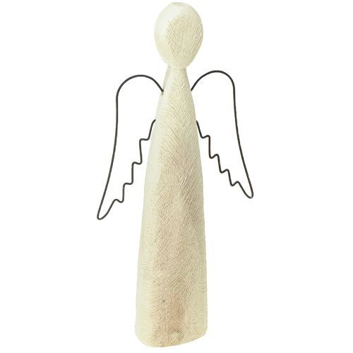 Dřevěný anděl, přírodní, dřevěná figurka anděla strážného, moderní, výška 27,5 cm