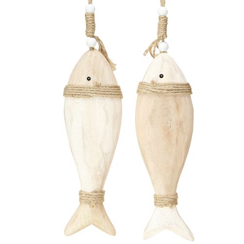 položky Dřevěná dekorace rybka námořní přívěsek Paulownia wood 27cm 2ks