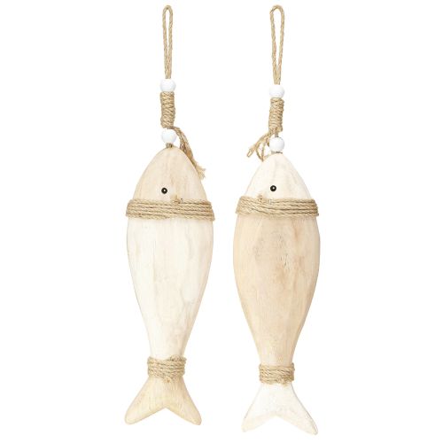položky Dřevěná dekorace rybka námořní přívěsek Paulownia wood 27cm 2ks