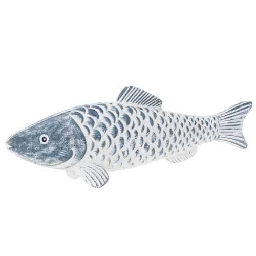 Dřevěná rybka v modré a bílé barvě, dekorace rybky, dřevěná moučka, 35 cm, 1 kus nakoupit | Floristik24.cz