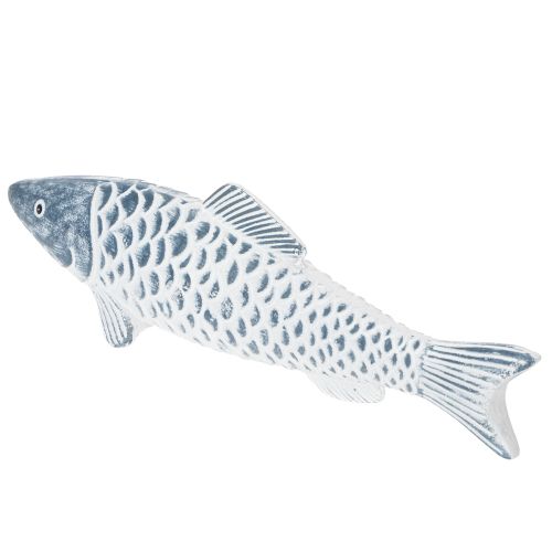 Dřevěná rybka v modré a bílé barvě, dekorace rybky, dřevěná moučka, 35 cm, 1 kus | Floristik24.cz