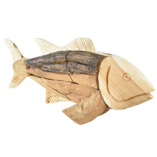 Floristik24 Dřevěná dekorace rybí teak dřevěná dekorace rybí stůl dřevěná 63cm