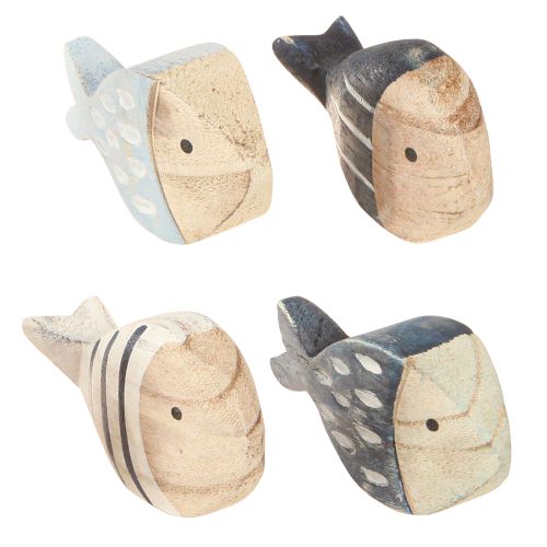 Floristik24 Dřevěná dekorace rybí námořní stůl Natural Blue White 8-9cm 8 ks