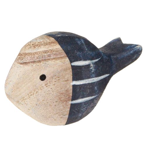 položky Dřevěná dekorace rybí námořní stůl Natural Blue White 8-9cm 8 ks