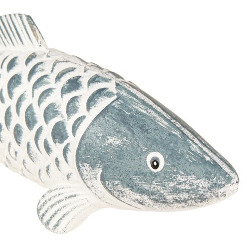 položky Dřevěná ryba v modré bílé dřevěné mouce L23cm/35cm Sada 2 ks