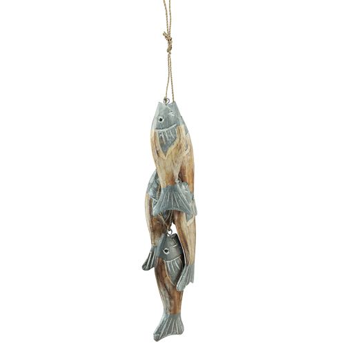 položky Dřevěný věšák na ryby stříbrnošedý s 5 rybami dřevo 15cm