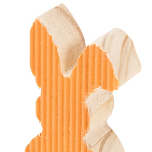 položky Dřevěné velikonoční ozdoby s králíčkem, žluté a oranžové, 4x8 cm, 6 kusů