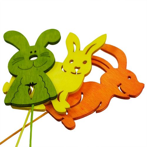 položky Dřevění králíci s drátem různé barvy L31cm - 31,5cm 18ks