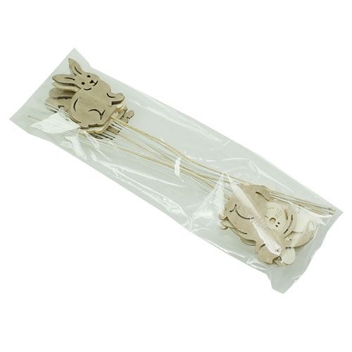 Floristik24 Dřevění zajíčci s drátem přírodního druhu. 6cmx8cm L31cm 18 kusů