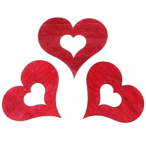 Floristik24 Dřevěné srdce na sypání červené 4cm 72p