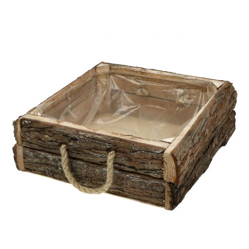 Floristik24 Přírodní dřevěná krabička s provazovými uchy 25x25cm V9cm