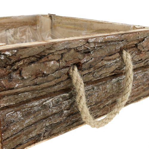 Floristik24 Přírodní dřevěná krabička s provazovými uchy 25x25cm V9cm