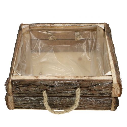 Floristik24 Přírodní dřevěná krabička s provazovými uchy 25x25cm V9cm