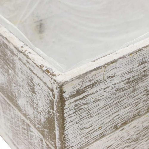 Floristik24 Květinová truhlička dřevěná vintage krémová, hnědá 32×16/28×13cm sada 2 ks