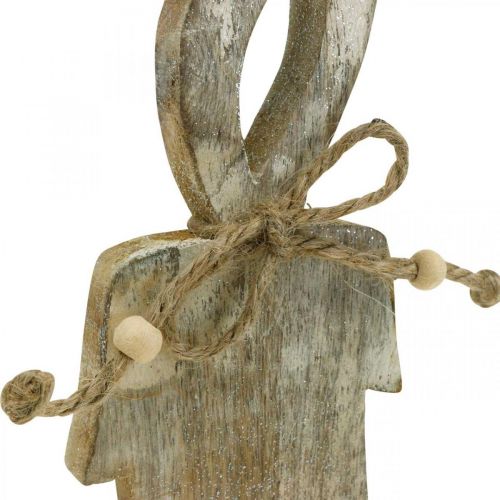 Floristik24 Dřevěná svíčka, stolní dekorace Shabby Chic, dřevěná dekorace s třpytivým efektem V29,5cm