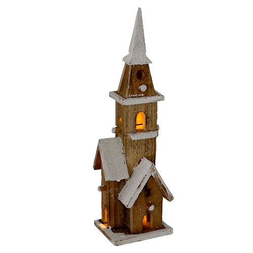 Floristik24 Dřevěný kostel s osvětlením 40cm