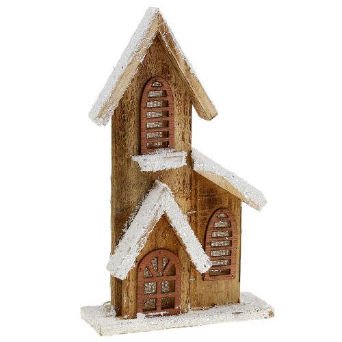 Floristik24 Dřevěný kostel s LED osvětlením teplá bílá 5L 16cm x 27cm