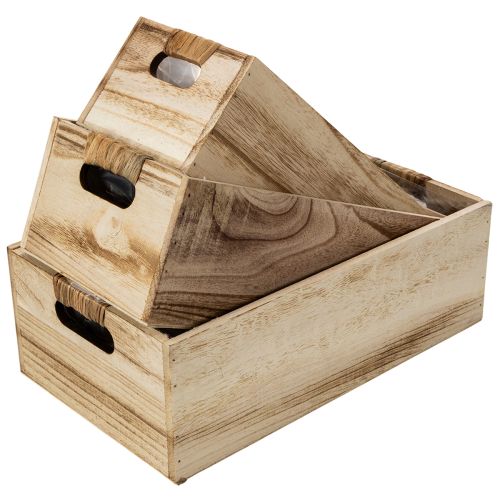 Dřevěná krabička s tabulí na popisování, sada 3 kusů, 36 cm | Floristik24.cz