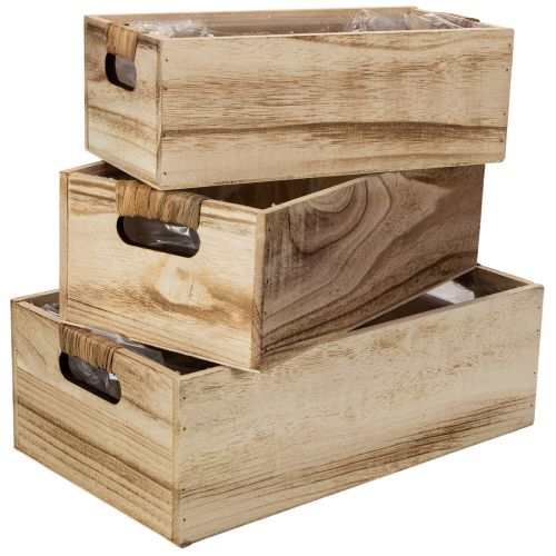 Dřevěná krabička s tabulí na popisování, sada 3 kusů, 36 cm | Floristik24.cz
