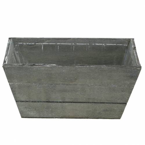 Floristik24 Květináč dřevěná bedna šedá umytá 20x12cm V10cm
