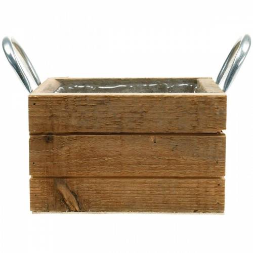 Floristik24 Dřevěný truhlík na rostliny s uchy přírodní 16,5×16,5 cm