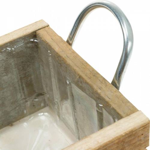 Floristik24 Dřevěný truhlík na rostliny s uchy přírodní 16,5×16,5 cm