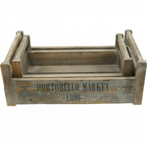 Floristik24 Dekorativní podnos vintage dřevěná krabička 39,5 × 23 / 46,5 × 28,5 cm sada 2 ks