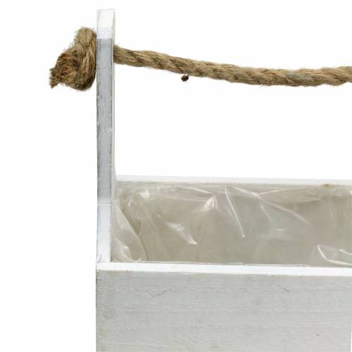 Floristik24 Box na nářadí truhlík na nářadí s rukojetí dřevěná bedna bílá 27 × 15 cm / 22 × 10,5 cm
