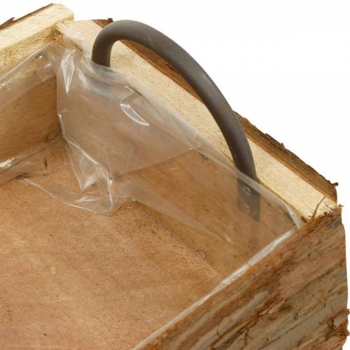 Floristik24 Dřevěný truhlík na výsadbu, květináč s uchy, truhlík na květiny s kůrou 45,5 cm