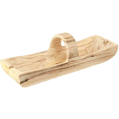 položky Dřevěný košík košík s uchem Paulownia wood 56×16cm H16cm
