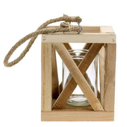 Floristik24 Dekorativní dřevěná lucerna se sklem přírodní 14x14cm V17cm