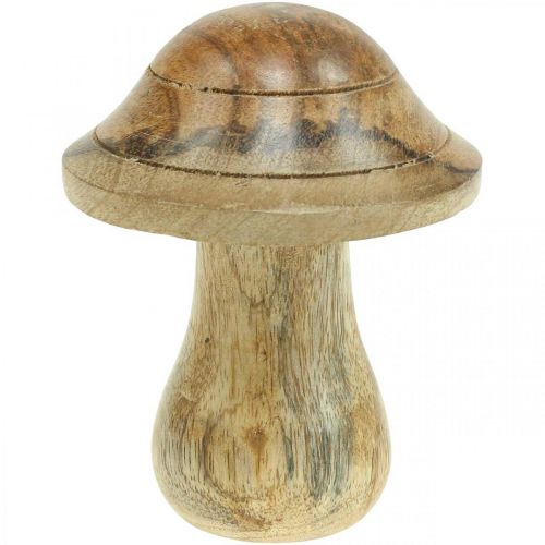 Dřevěná houba s drážkami Podzimní deko houba přírodní mangové dřevo 10×Ø8cm